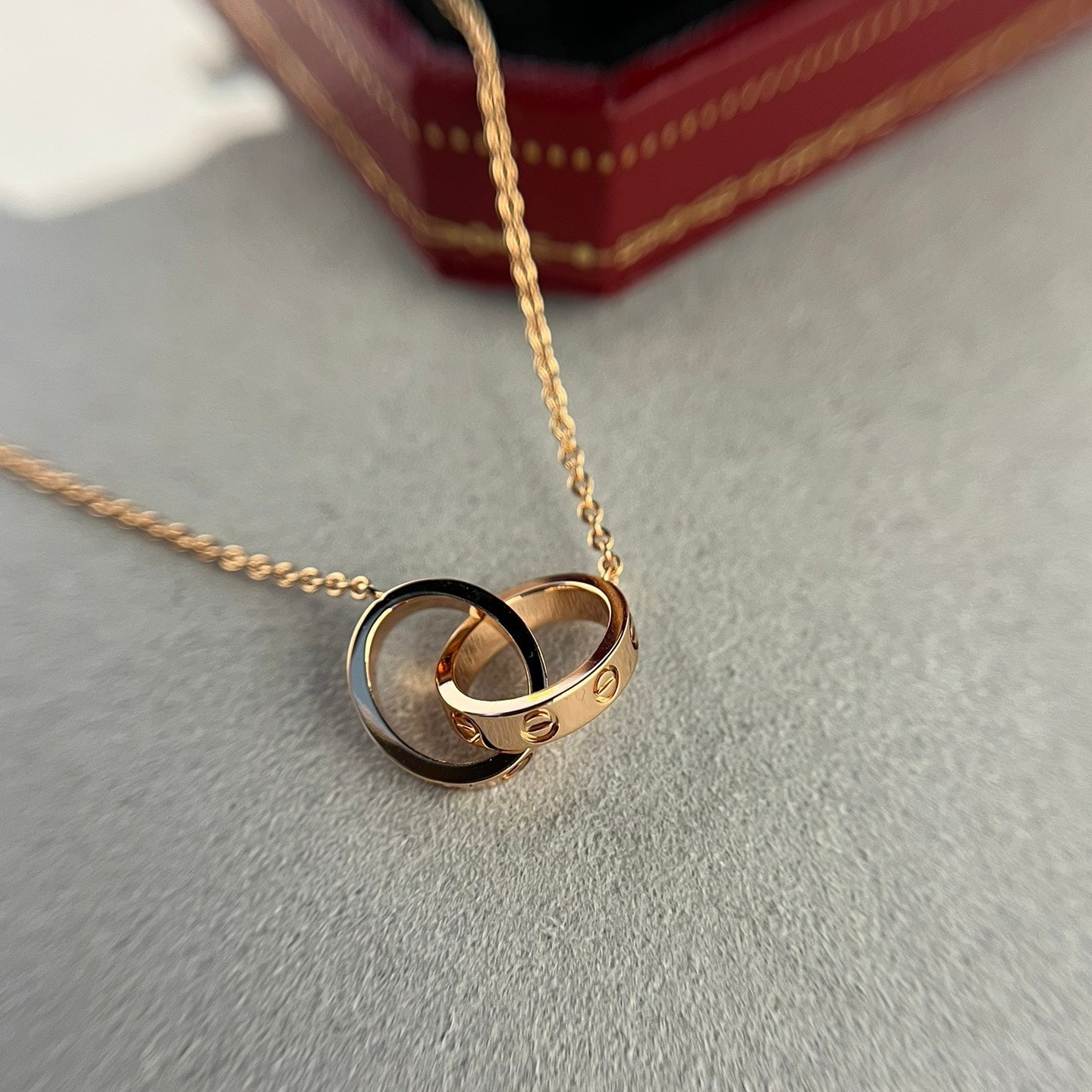 KÄRLEK HANK DUBBEL RING KEDJA | ROSEGULD