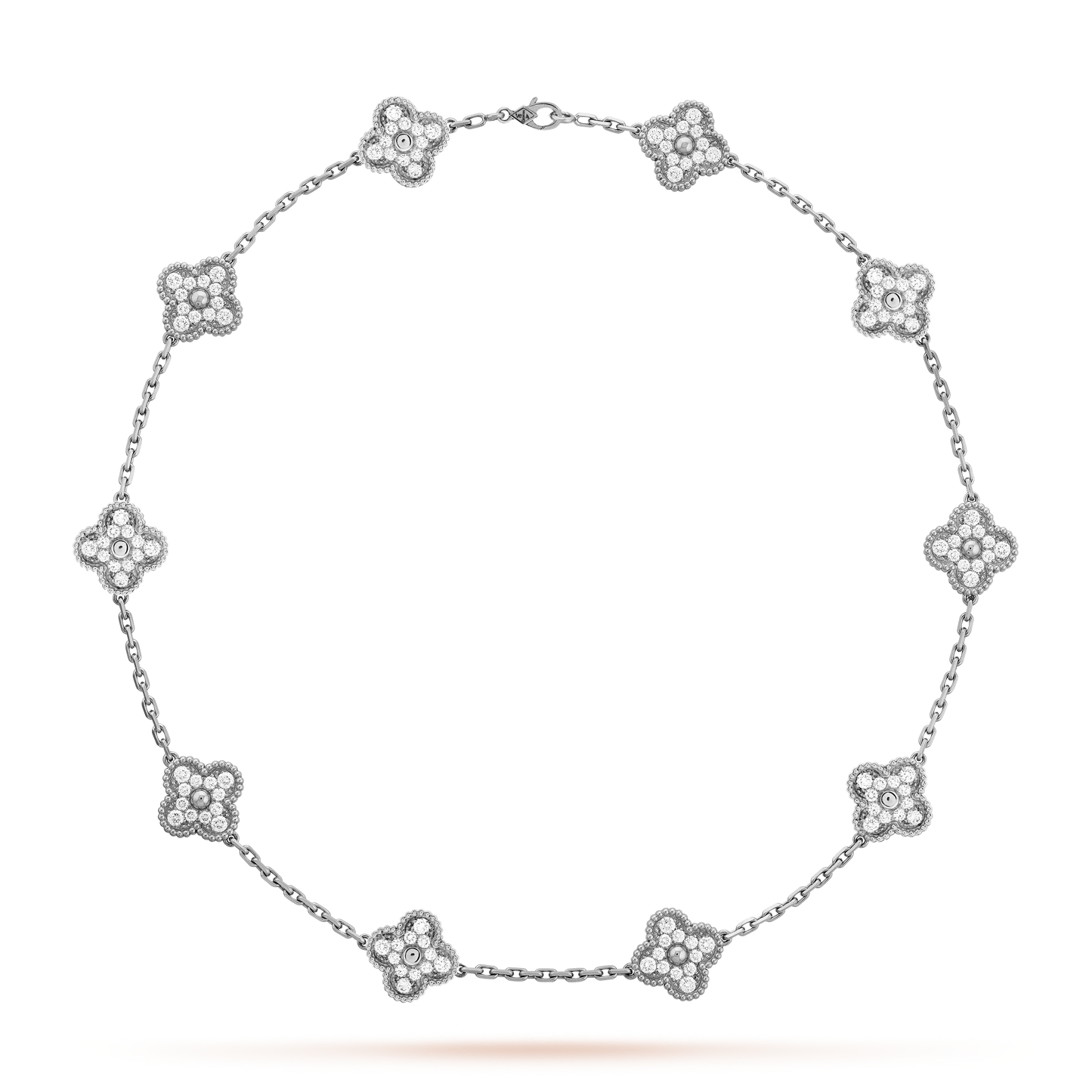 Lyxhalsband med fembladsklöver - 10 designersilver