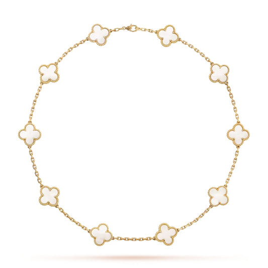 KLÖVER | 10 Motiv Vit Halsband" kan skrivas om till "KLÖVER | Vitt Halsband med 10 unika designer".