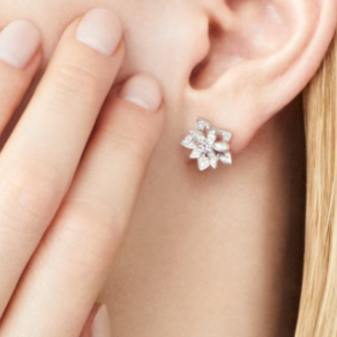 Snöflingeörhängen i Diamant och Silver