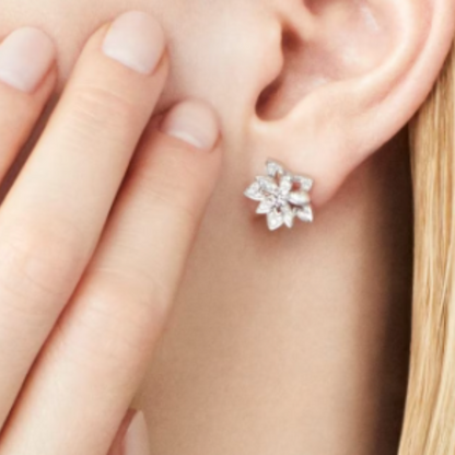 Snöflingeörhängen i Diamant och Silver