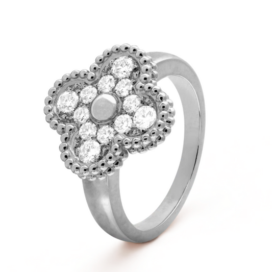 Silverring med bärnsten och diamanter