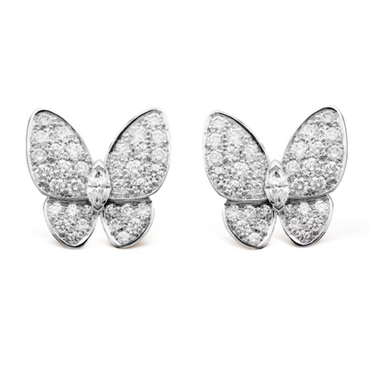 Diamant- och silverfärgade bärnstensfärgade fjärilsörhängen