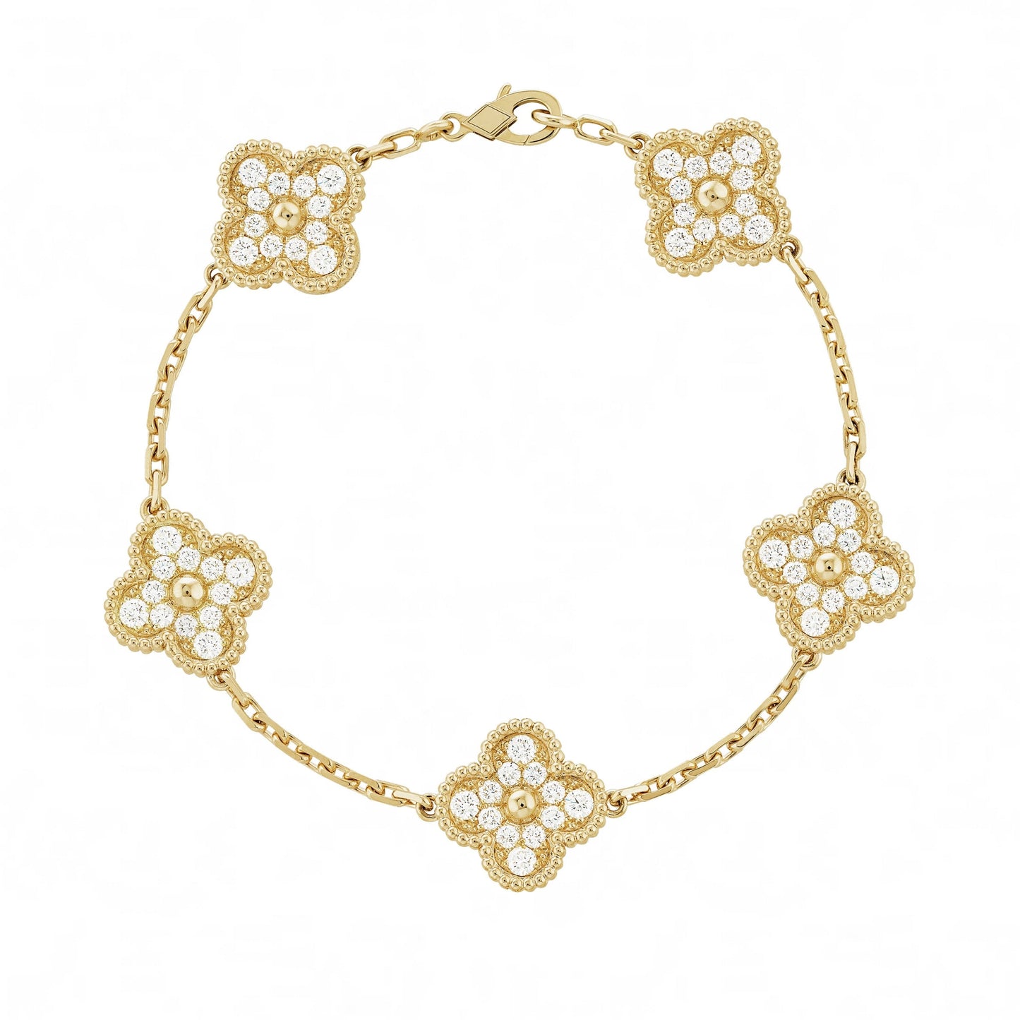Guld | Klöverbladsdiamantarmband