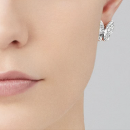 Diamant- och silverfärgade bärnstensfärgade fjärilsörhängen