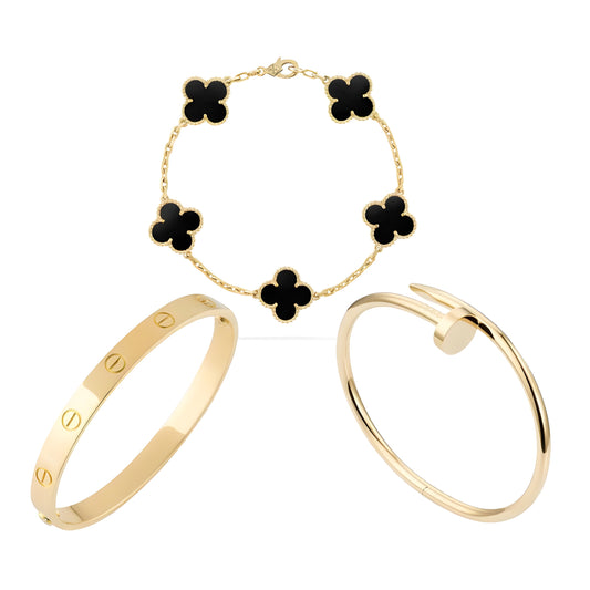 Elegant gyllene svart armbandsset