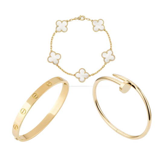 Elegant gyllene vitt armbandsset
