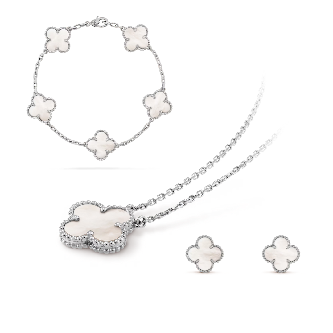 Celeste Klöver Set | Vit/Silver