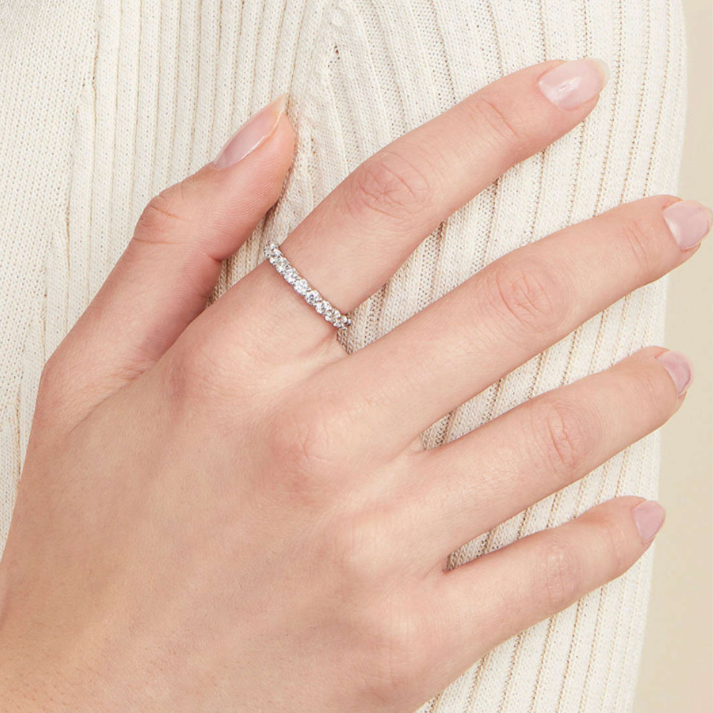 Bärnstensfärgad kattring - Silver med diamanter