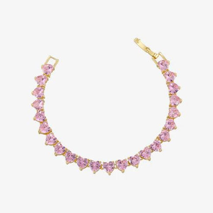 Armband i Tennisstil med Rosa Hjärta