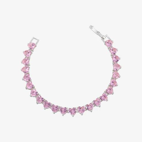 Armband i Tennisstil med Rosa Hjärta