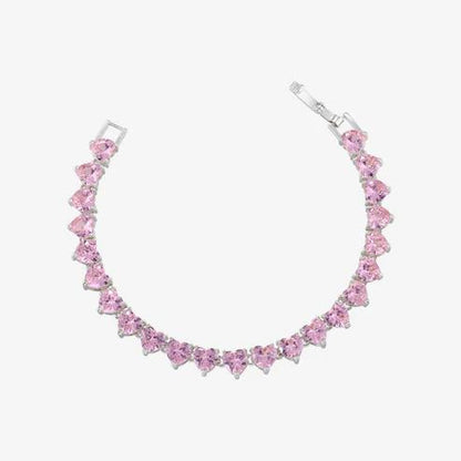 Armband i Tennisstil med Rosa Hjärta