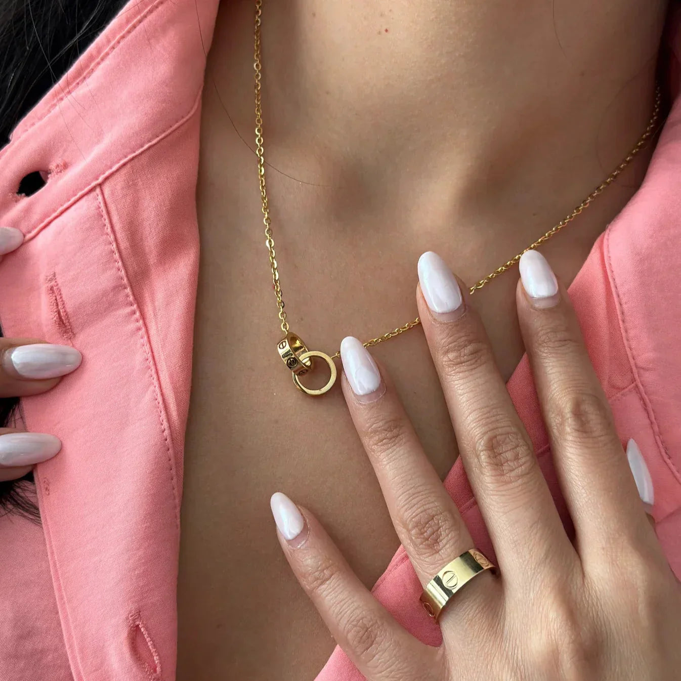 KÄRLEK HANK DUBBEL RING KEDJA | ROSEGULD