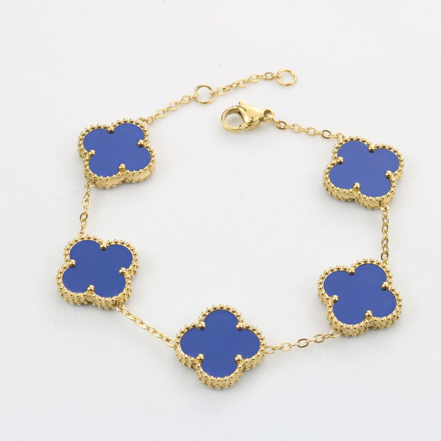 Lyckobringande Blått Armband - Fembladig Design