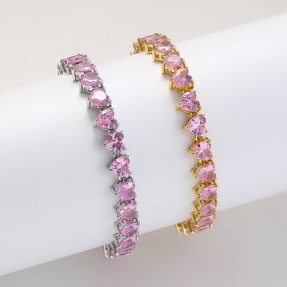 Armband i Tennisstil med Rosa Hjärta