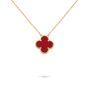 Lyxigt Rött Halsband med Fyra Lever Klöver